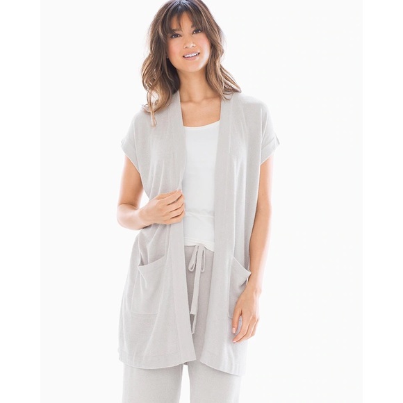 Barefoot Dreams Womens Cozychic Ultra Lite Sleeveless Long Cardigan